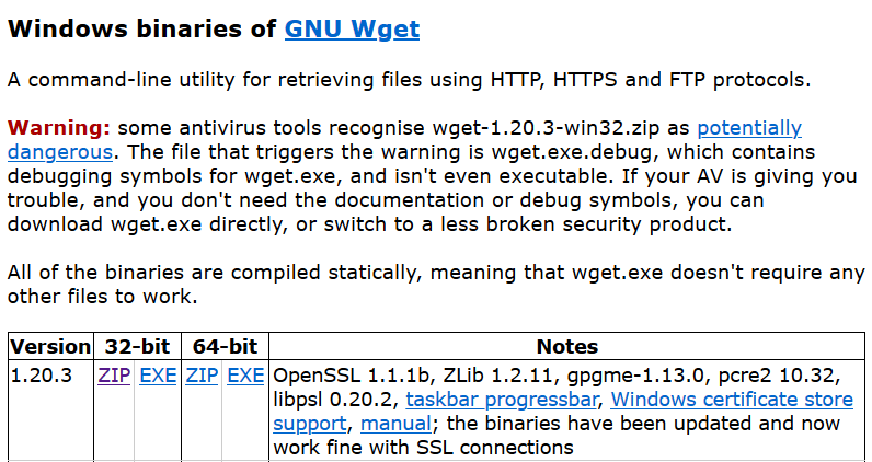 GNU Wget page