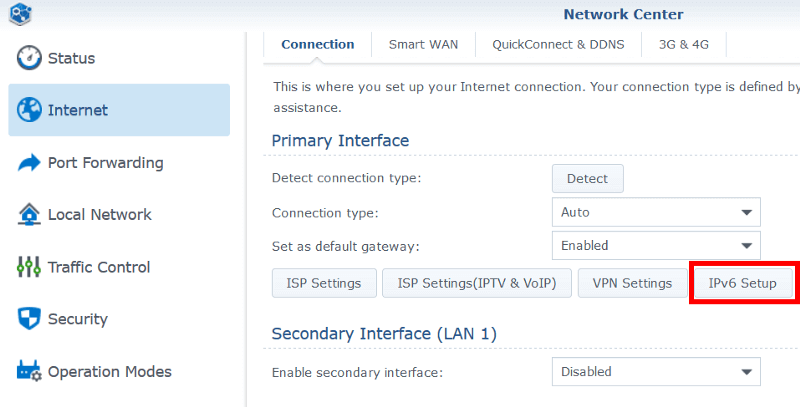 network center ipv6 setup