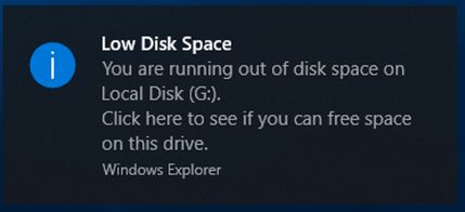 low disk space warning